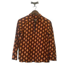 Mud Pie Navy Blue, Orange and White Quarter Zip Pullover/Shirt Women's Size S